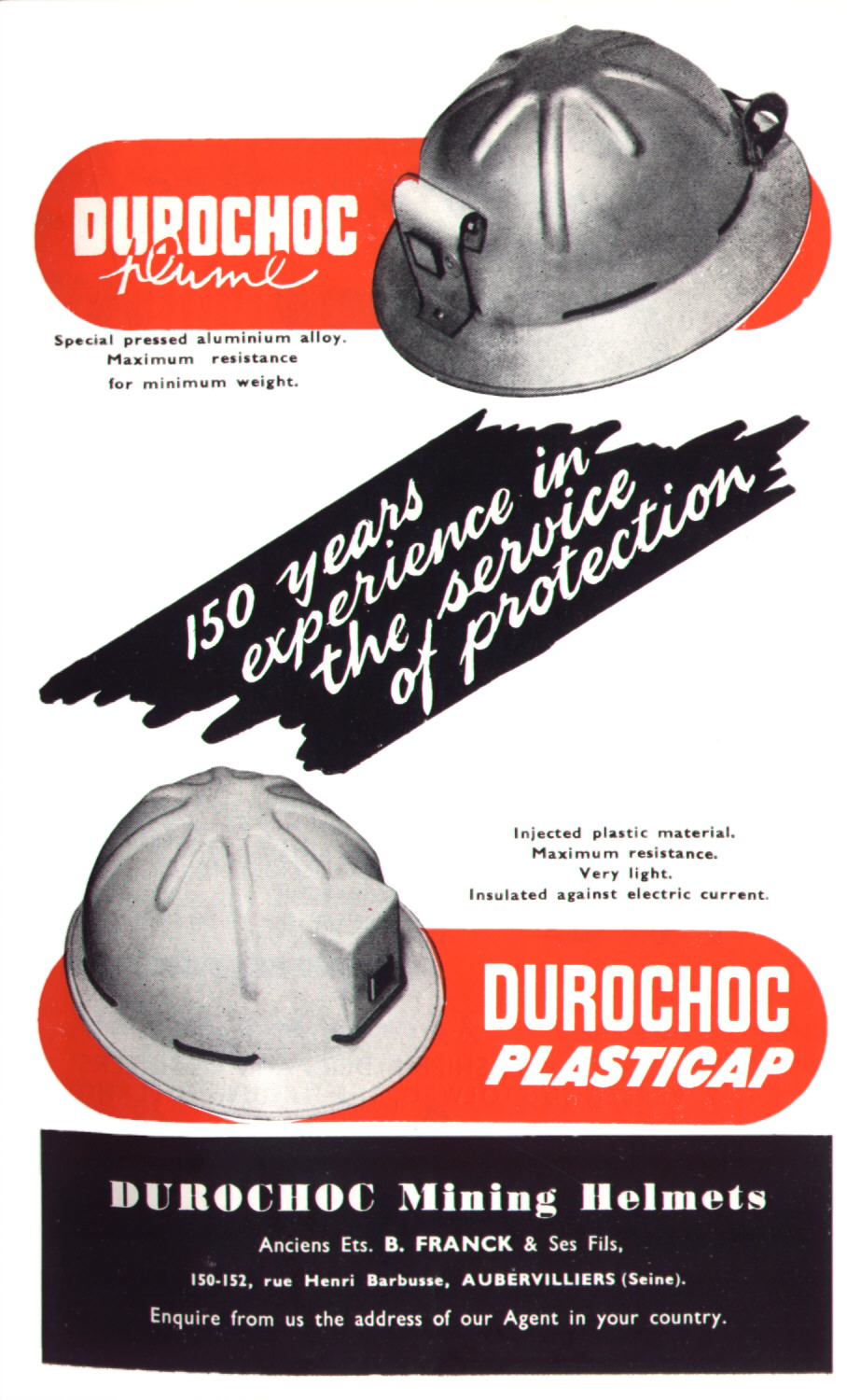 publicité casque de mineur Durochoc