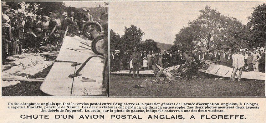 crash d'un avion aéropostal à Soye (Floreffe) en 1919